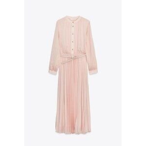 ZARA PLEATED MIDI DRESS WITH BELT